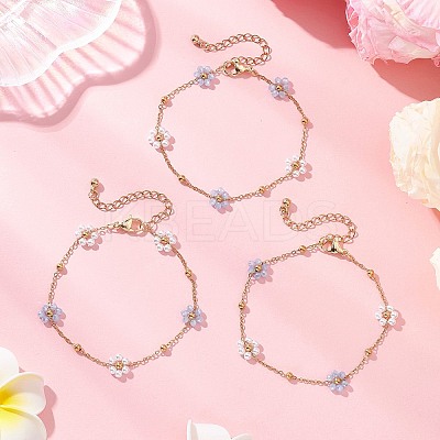 Glass & ABS Plastic Imitation Pearl Beads Link Bracelets BJEW-JB12572-03-1
