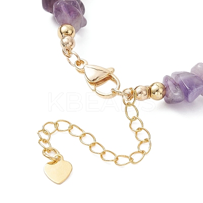 Natural Amethyst Chip & Rhodonite Column & Shell Pearl Beaded Bracelets for Women BJEW-JB12910-1