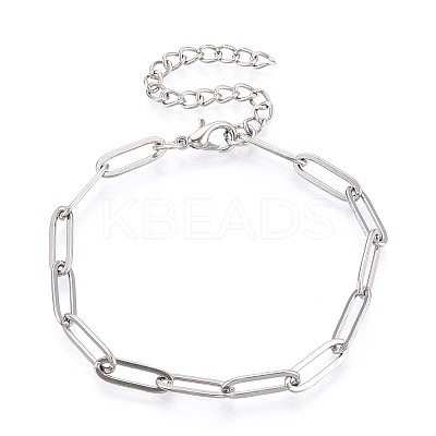 201 Stainless Steel Paperclip Chain Bracelets for Women BJEW-N036-02P-1