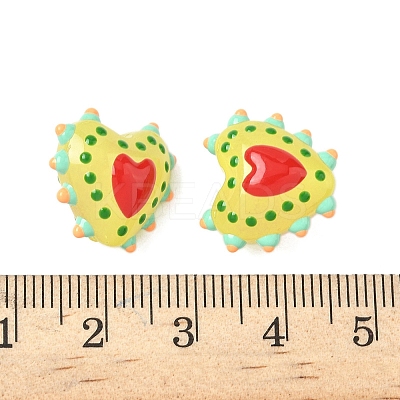 Baking Paint Glass Bumpy Beads Heart LAMP-V001-09-1