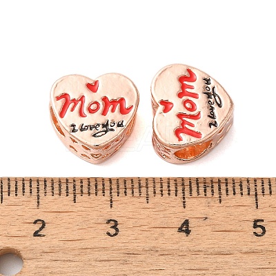 Mother's Day Rack Plating Alloy Enamel European Beads PALLOY-S189-53RG-1