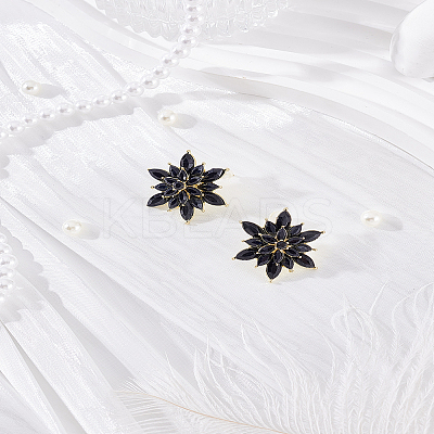 1 Pair Flower Cubic Zirconia Stud Earrings EJEW-LP0013-09-1