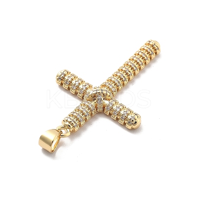 Rack Plating Brass with Clear Cubic Zirconia Pendants KK-Q017-21G-1