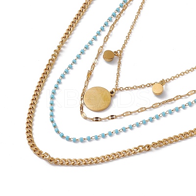 Synthetic Turquoise Sun Pendant Multi Layered Necklace with Plastic Beaded LS-NJEW-P269-18B-G-1