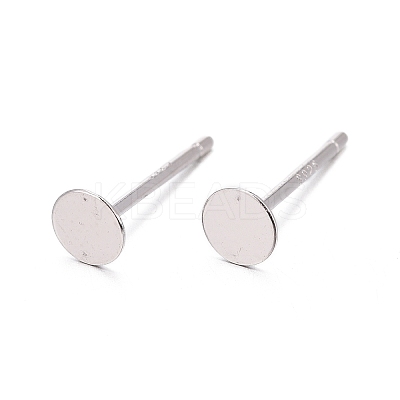 Anti-Tarnish Rhodium Plated 925 Sterling Silver Earrings Findings STER-P032-15-4mm-1