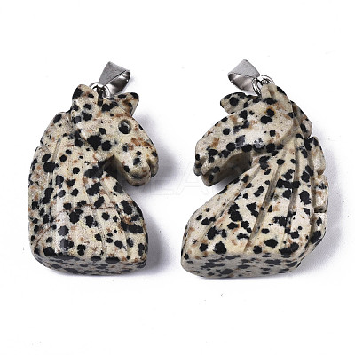 Carved Natural Dalmatian Jasper Pendants G-N0327-002D-1