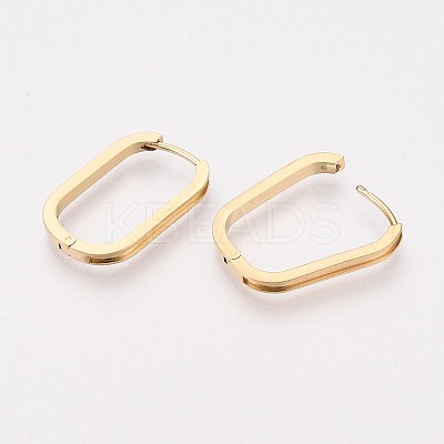 304 Stainless Steel Oval Hoop Earring Findings STAS-G317-02G-1