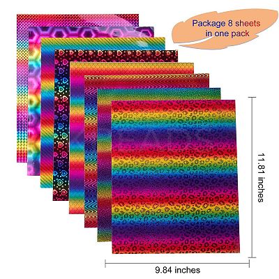 8Pcs 8 Style Waterproof PVC Vinyl Laser Rainbow Stickers DIY-SZ0003-64-1