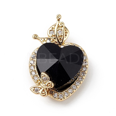 Real 18K Gold Plated Rack Plating Brass Micro Pave Clear Cubic Zirconia Pendants KK-C015-27G-10-1