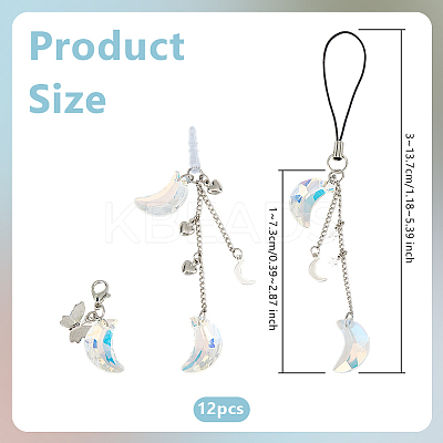 4Pcs Glass & Brass Mobile Straps and Mobile Dustproof Plug and Pendatn Decoration Kits HJEW-OC00029-1