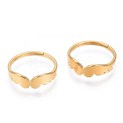 Ion Plating(IP) 304 Stainless Steel Wing Adjustable Ring for Women LS-RJEW-T027-10G-1