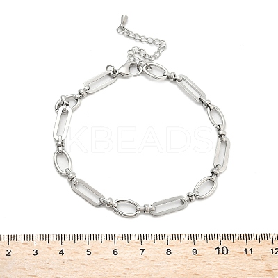 304 Stainless Steel Oval Link Anklets for Women AJEW-U025-01P-1
