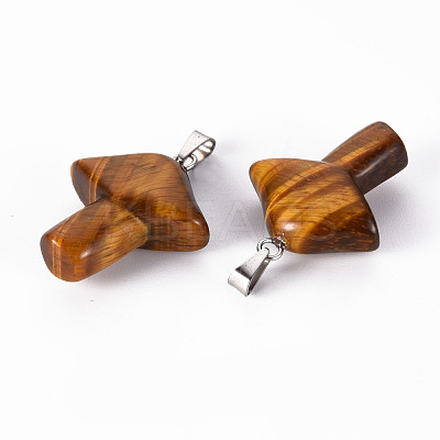 Natural Tiger Eye Pendants G-R480-02F-1
