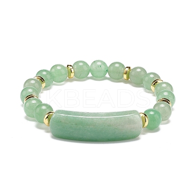 Natural Green Aventurine Rectangle Beaded Stretch Bracelet BJEW-JB08982-01-1