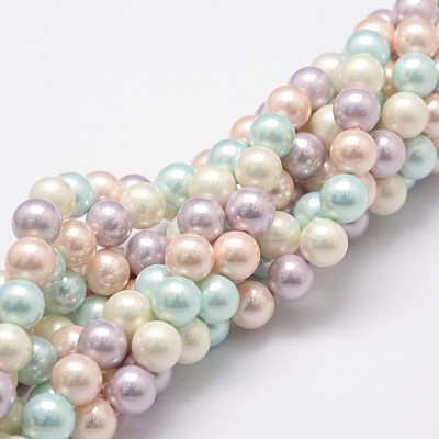 Polished Shell Pearl Bead Strands BSHE-F013-07A-1