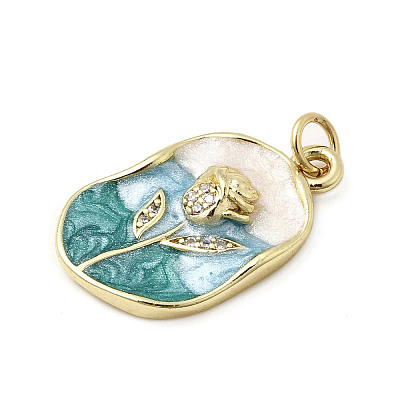 Brass Enamel Pendants KK-K302-14G-1