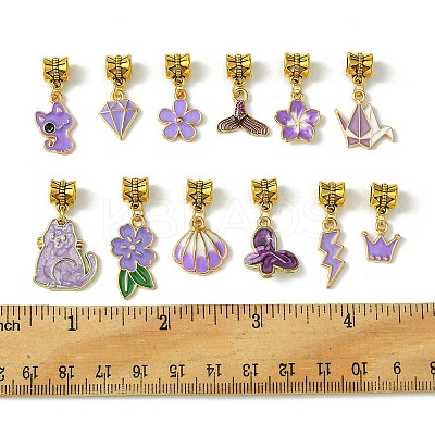 Purple Color Theme Alloy Enamel Pendants PALLOY-FS00010-1