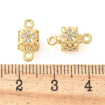 Brass Micro Pave Cubic Zirconia Connector Charms KK-U056-18G-1