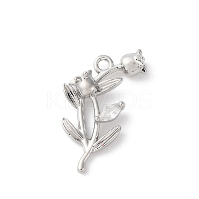 Brass Pave Clear Cubic Zirconia Pendants KK-V016-02P-1