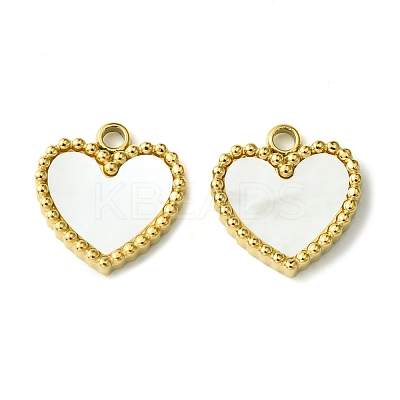 Ion Plating(IP) 304 Stainless Steel Pave Shell Heart Charms FIND-Z028-04G-1