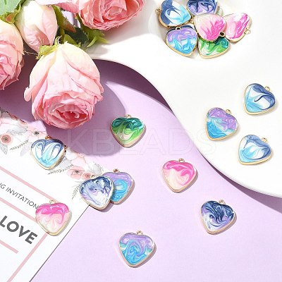 20Pcs 5 Colors Rack Plating Alloy Enamel Pendants ENAM-CJ0006-63-1