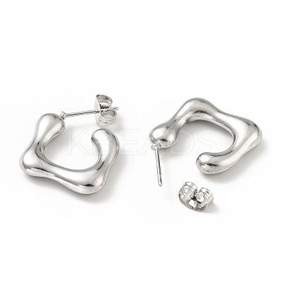 Non-Tarnish Square Stud Earrings EJEW-G293-08P-1