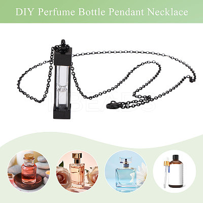 1Pc Glass Hourglass Rectangle Pet Memorial Keepsake Urn Ashes Pendant Necklaces NJEW-CA0001-27EB-1