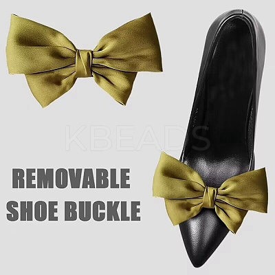 Detachable Ribbon Satin Bowknot Shoe Decoration AJEW-WH0502-33G-1