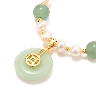 Natural Green Aventurine Beads & Flat Round Charms Slider Bracelets BJEW-D447-15G-1