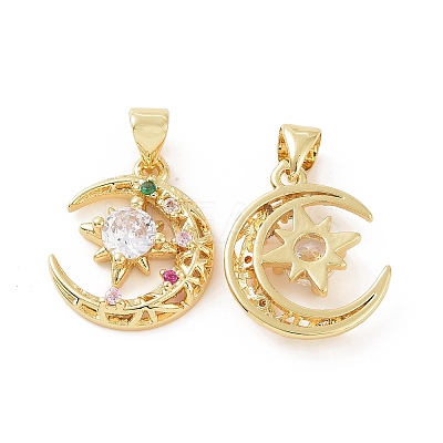 Brass Micro Pave Cubic Zirconia Pendants ZIRC-P106-35G-1