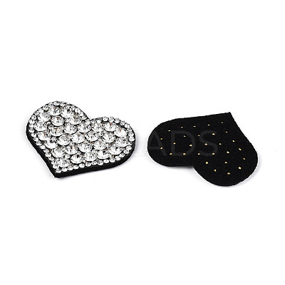 Heart Hotfix Glass Rhinestone with Cloth Patches PATC-T002-02M-1
