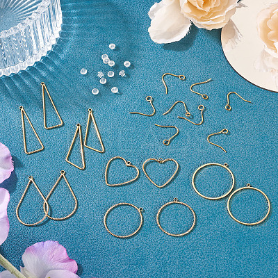 DIY Heart Triangle Teardrop Brass Dangle Earring Making Kits DIY-TA0012-94-1