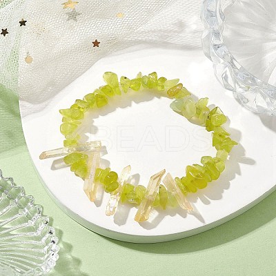 Natural Jade Chips Beaded Stretch Bracelets BJEW-TA00494-02-1
