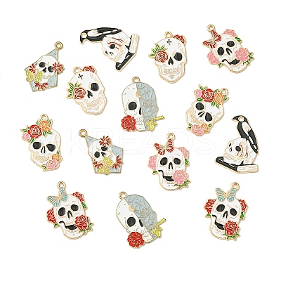 14Pcs 7 Styles Halloween Alloy Pendants ENAM-YW0004-69-1