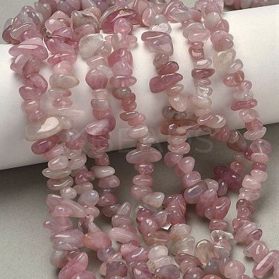 Chip Natural Madagascar Rose Quartz Bead Strands G-M344-50A-1