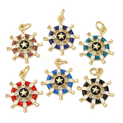 Brass Micro Pave Cubic Zirconia Pendants KK-S525-06G-1