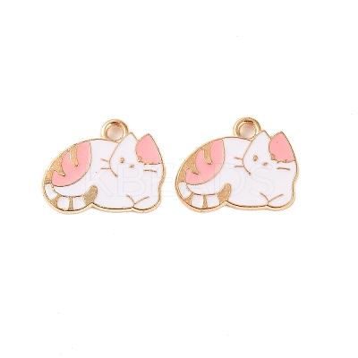 Light Gold Plated Alloy Enamel Pendants ENAM-Z017-13KCG-01-1