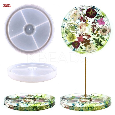 Flat Round Food Grade Silicone Incense Holder Molds SIMO-PW0006-048-1