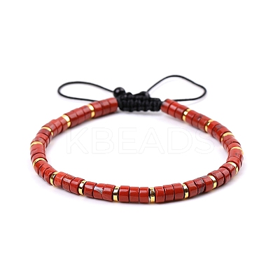 Natural Red Jasper Braided Bead Bracelets for Women PW-WG20352-09-1