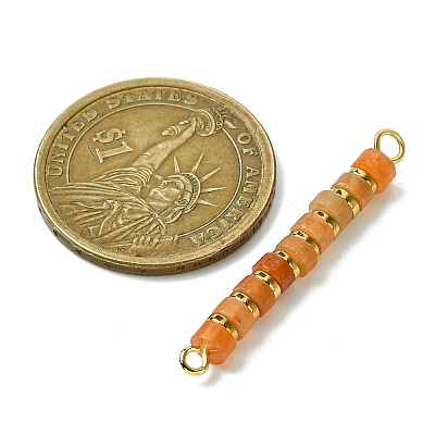 Natural Red Aventurine & Electroplated Synthetic Non-magnetic Hematite Heishi Connector Charms PALLOY-JF03291-01-1