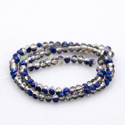 Half Plated Faceted Rondelle Glass Beads Strands GLAA-A024B-HP07-1