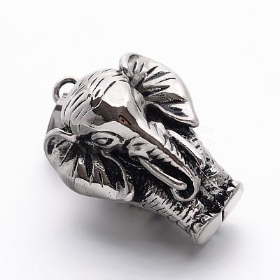 304 Stainless Steel Elephant Pendants STAS-E094-09AS-1