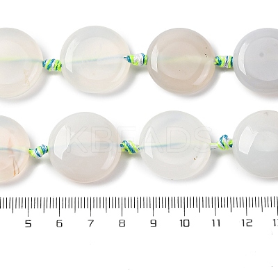 Natural Striped Agate/Banded Agate Coin Beads Strands G-NH0040-01A-1