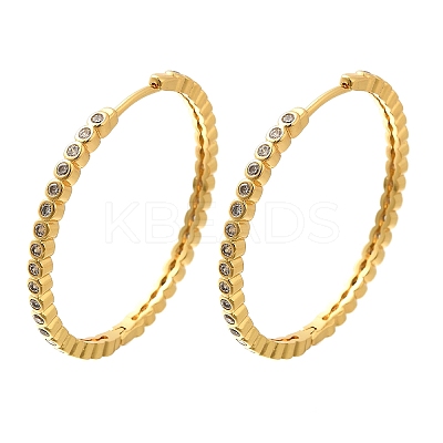 Rack Plating Brass Micro Pave Clear Cubic Zirconia Hoop Earrings for Women EJEW-C125-17B-G-1