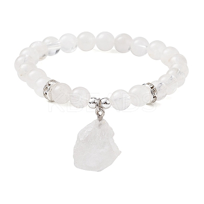 Natural Quartz Crysta & Synthetic Hematite Beaded Stretch Bracelet BJEW-JB09760-05-1
