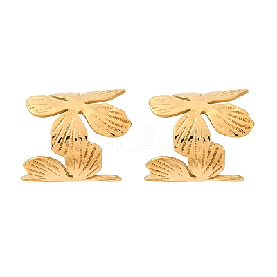 Flower with C-Shaped 304 Stainless Steel Stud Earrings for Women EJEW-A131-01C-G-1