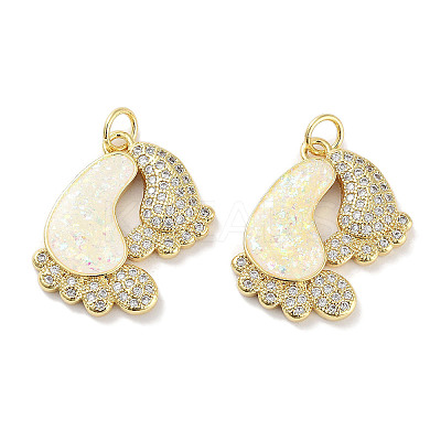 Brass Micro Pave Clear Cubic Zirconia Pendants KK-L213-026G-1