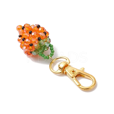 Glass Seed Beaded Strawberry Pendant Decoration HJEW-MZ00160-05-1