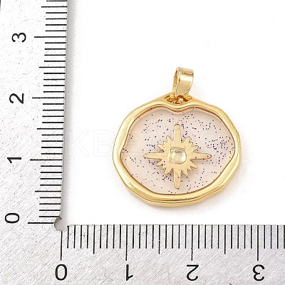 Transparent Epoxy Resin Brass Pendants KK-B163-01G-03-1