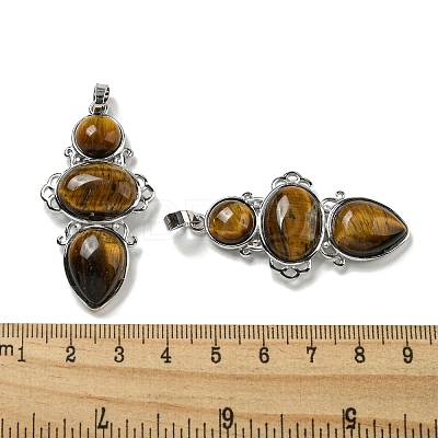 Natural Tiger Eye Pendants G-Q158-04H-1